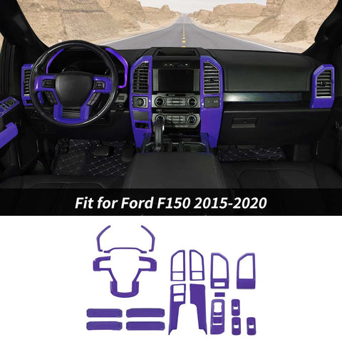 19 x Inner Door Handle & Center Console Kit Decoration For Ford F150 2015-2020 Purple Accessories | CheroCar