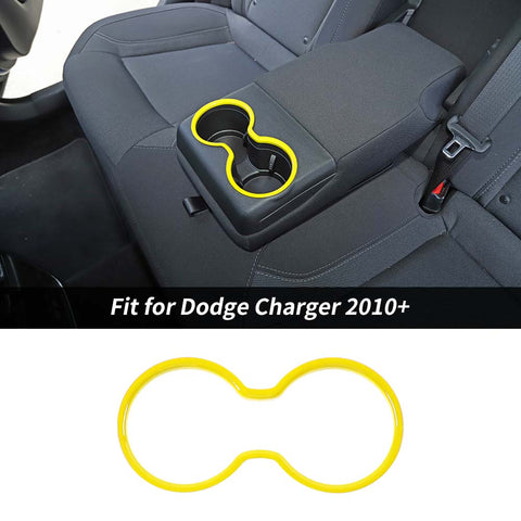 Rear Armrest Box Cup Holder Decor Ring Trim For Dodge Charger 2010+ Accessories | CheroCar