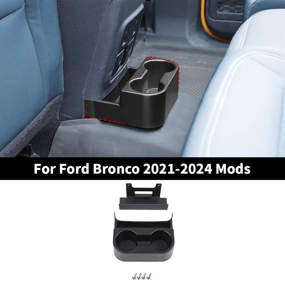 For 2021-2024 Ford Bronco 4-Door Car Rear Back Water Cup Holder Storage Box Organizer