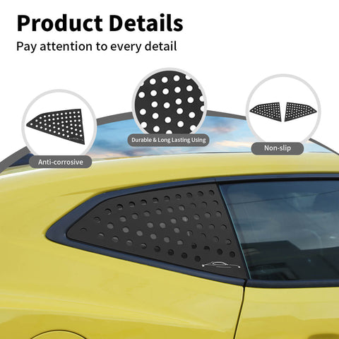 For 2016+ Chevy Camaro Rear Side Window Louver Trim Cover Bezel