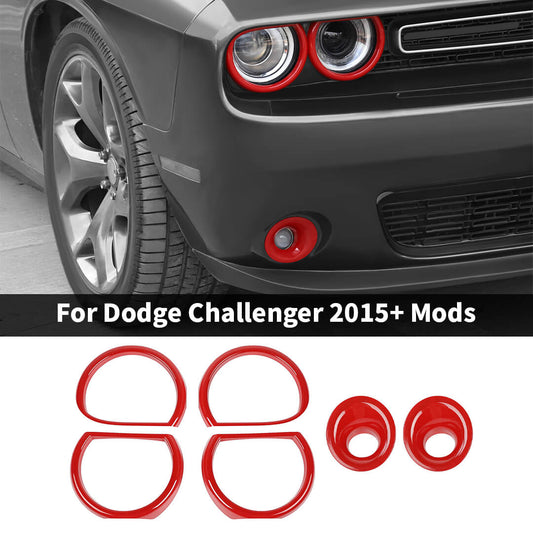 For 2015+ Dodge Challenger Front Fog Light & Headlight Cover Trim Decor Kit