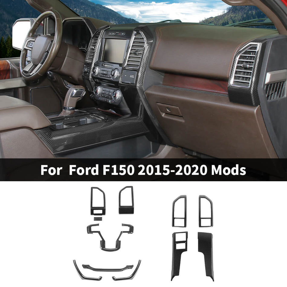 For 2015-2020 Ford F150 Interior Center Comsole Trim Kit Dash Decor Cover (11 pcs)