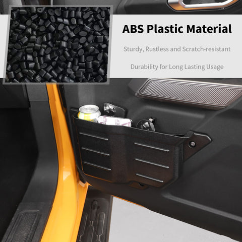 For 2021+ Ford Bronco Front/Rear Door Pockets Storage Box Organizer Net Tray Case