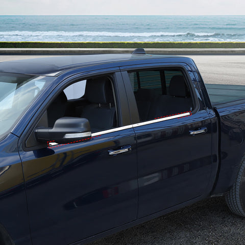 For 2018+ Dodge RAM 1500 Car Window Sills Decor Bars Trims Strip Moldings