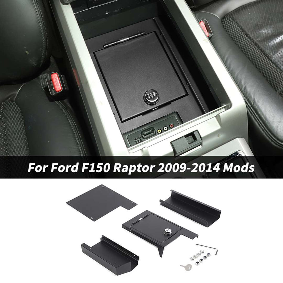 For 2009-2014 Ford F150 Raptor Center Console Safe Organizer Lock Box Safe Vault