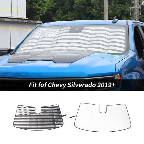 For 2019+ Chevy Silverado/GMC Sierra Front Window Sun Shade Foldable Sun Visor