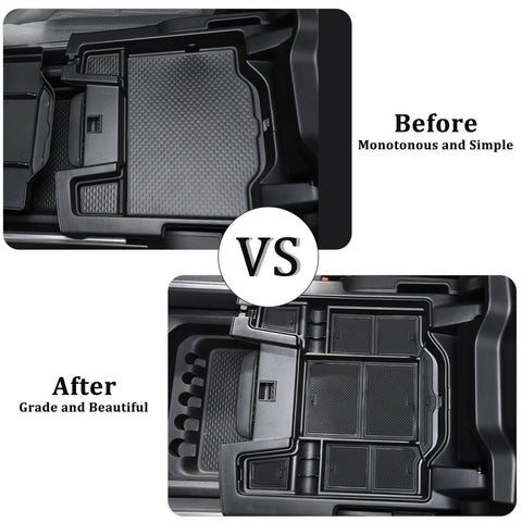 Center Console Armrest Storage Box Tray Organizer For Dodge RAM 1500 2018+ Black Accessories | CheroCar