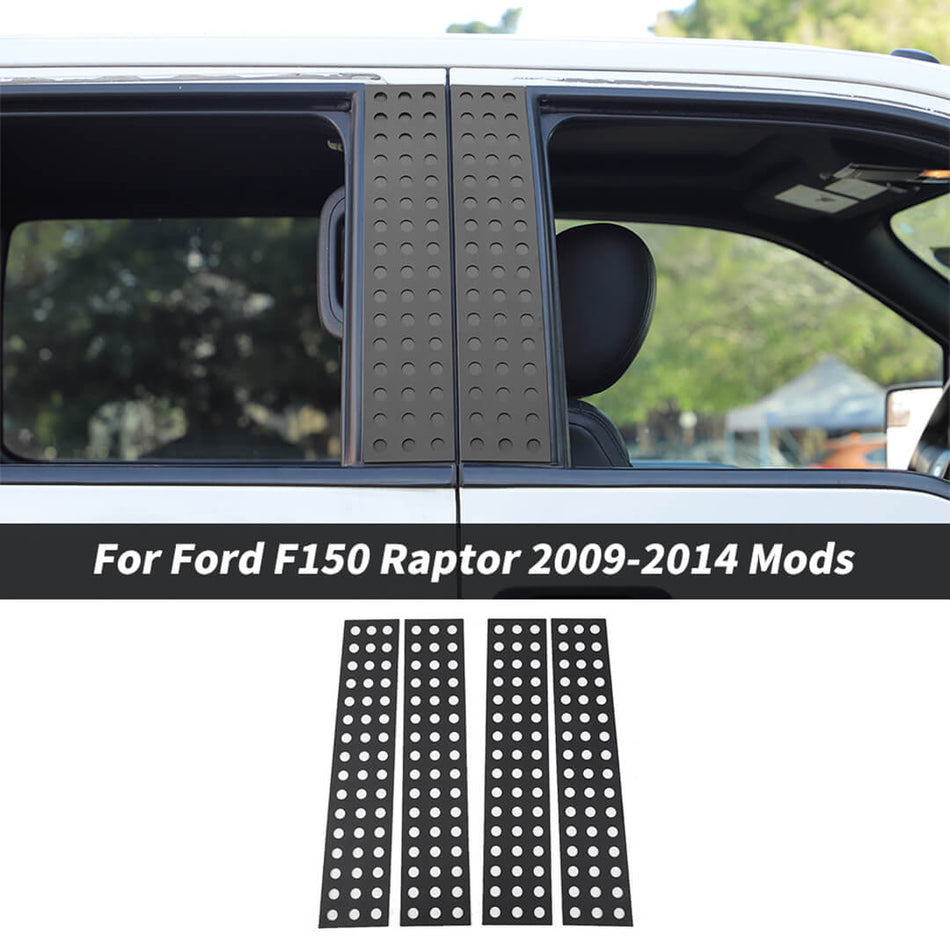 For 2009-2014 Ford F150 Raptor Aluminum Alloy Window Center Pillar Post Panel Cover Trim