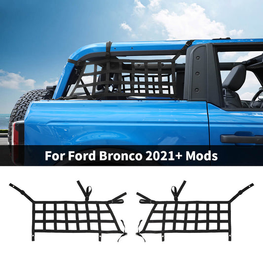 For 2021+ Ford Bronco Rear Side Trunk Cargo Restraint Net Mesh Accessories