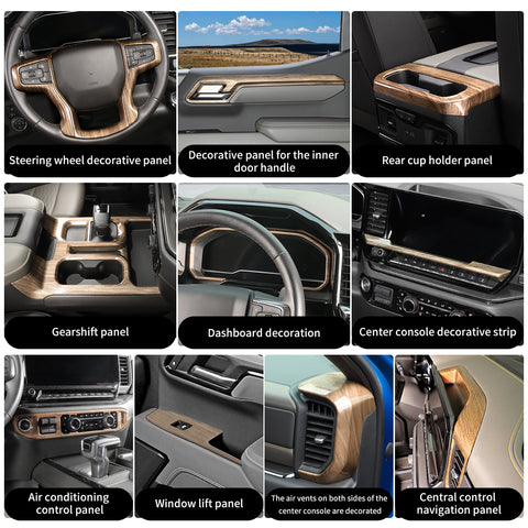 For 2022+ Chevy Silverado 18 x Inner Center Console Dash & Door Handle Trim Cover Kit