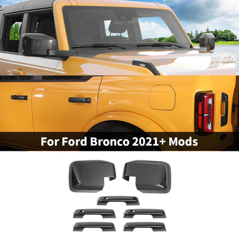 For 2021+ Ford Bronco Exterior Side RearView Mirror Shell Door Handle Trim Cover Kit