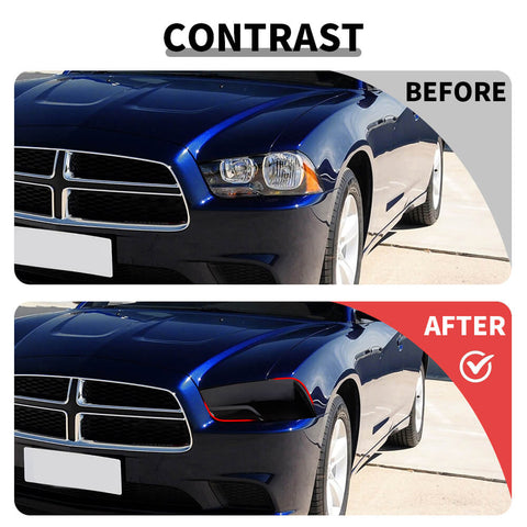 For 2011-2014 Dodge Charger Smoked Black Front Headlight Lamp Cover Trim Bezels