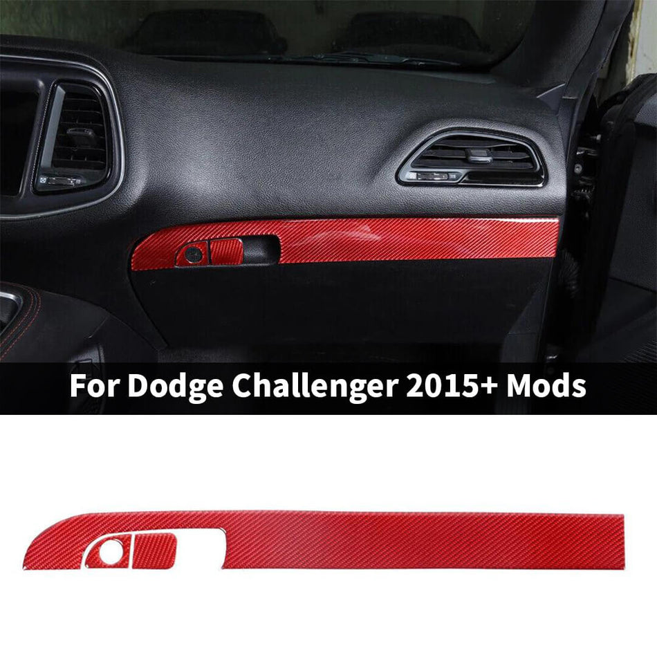 For 2015+ Dodge Challenger Interior Center Console Copilot Storage Box Handle Decor Strip Trim Cover (3 pcs)