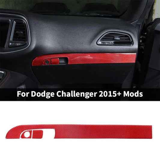 For 2015+ Dodge Challenger Interior Center Console Copilot Storage Box Handle Decor Strip Trim Cover (3 pcs)