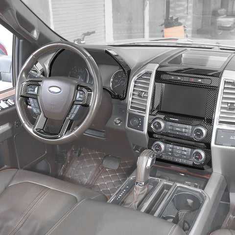 For 2015-2020 Ford F150 25x Inner Center Dash Panel Interior Trim Kit Carbon Fiber
