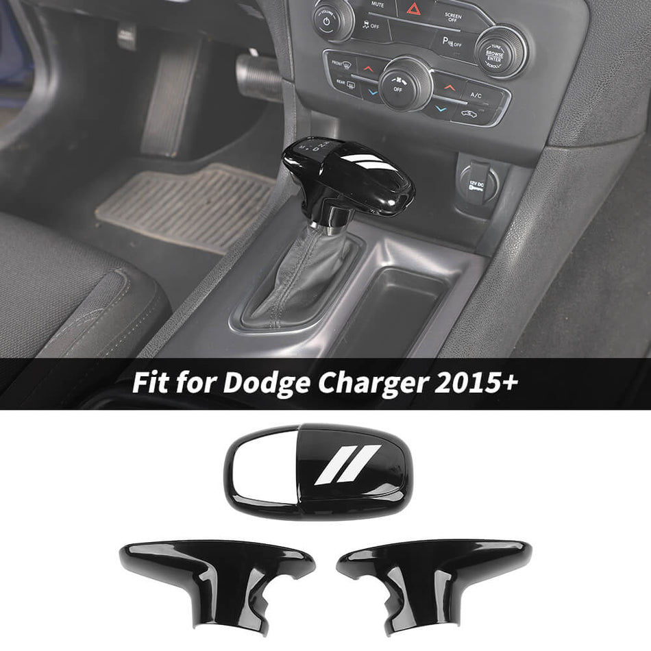 For 2015+ Dodge Challenger/Charger/2018+ Durango Black Gear Shift Knob Head Cover Trims