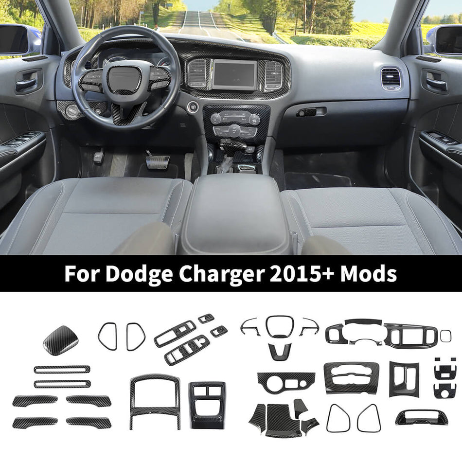 For 2015+ Dodge Charger Interior Center Console Cover Trim Kit (40 pcs)