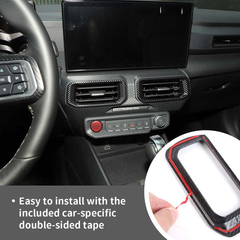For Ford 2024+  Mustang Center Console Air Vent Trim Rings Carbon Fiber Pattern