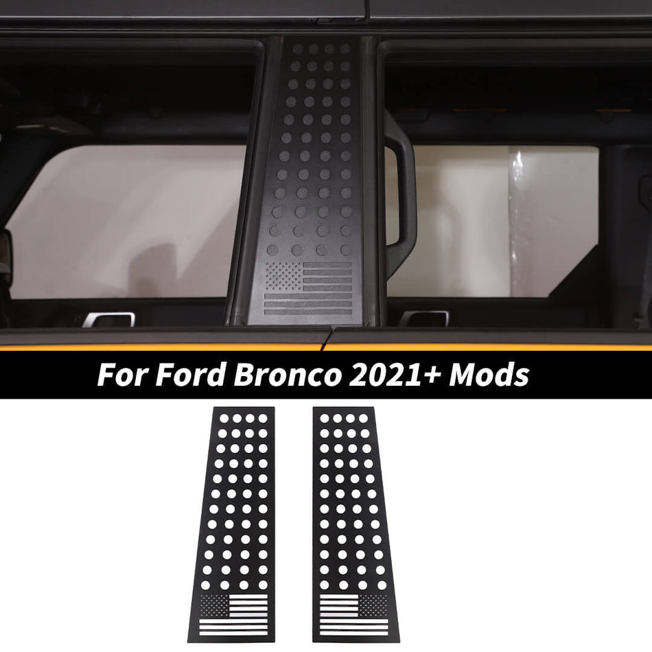 For 2021+ Ford Bronco Aluminum Alloy Window B-Pillar Post Cover Trim Decor