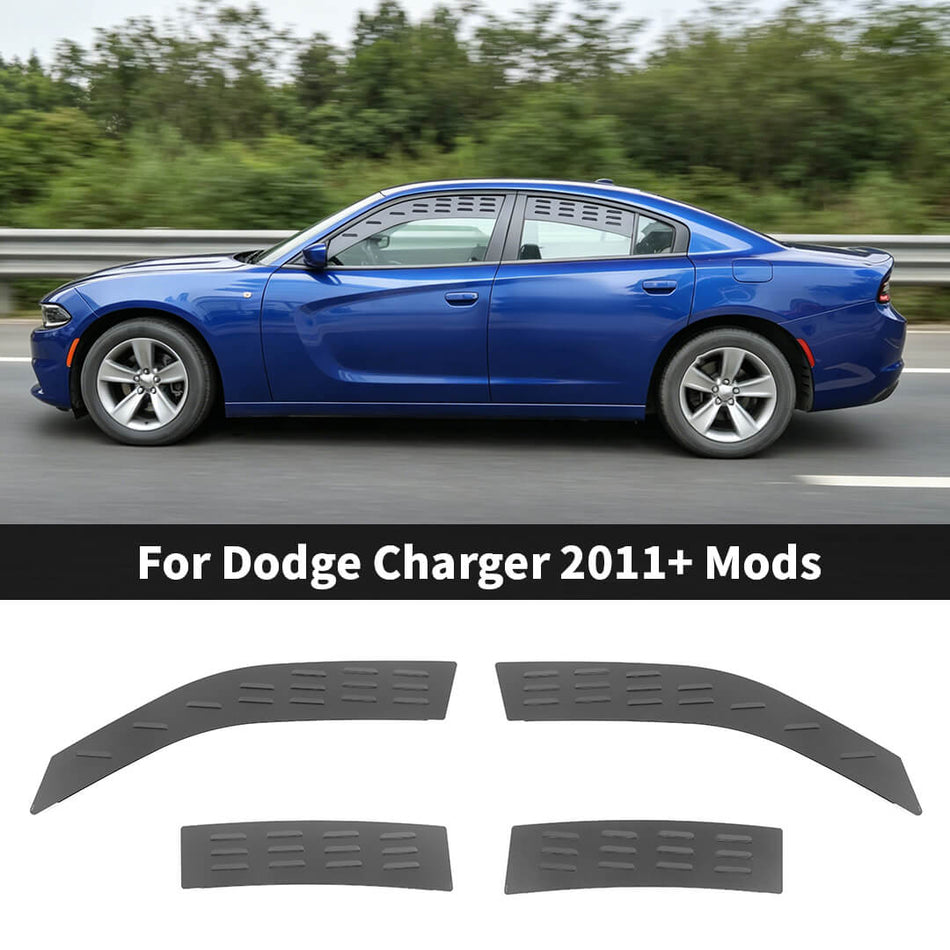For 2011+ Dodge Charger Front Rear Window Louvers Glass Air Vent Cover Plate (4 pcs)