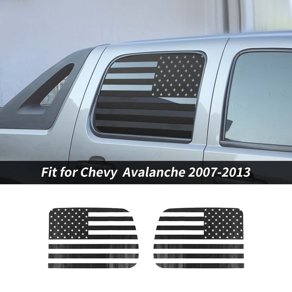 For 2007-2013 Chevy Avalanche/ 2014-2018 GMC Sierra Rear Car Window USA Flag Stickers Decor Black