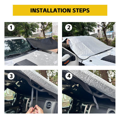 Car Windshield Snow Cover Outdoor Sun Shade Snow Shield Windows Guard For Universal Car Silver Accessories | CheroCar