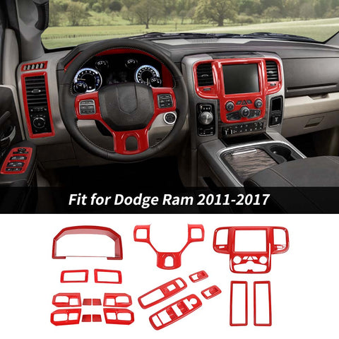 For 2011-2017 Dodge Ram 4 Door 19 x Center Console Decoration Cover Trim Kit