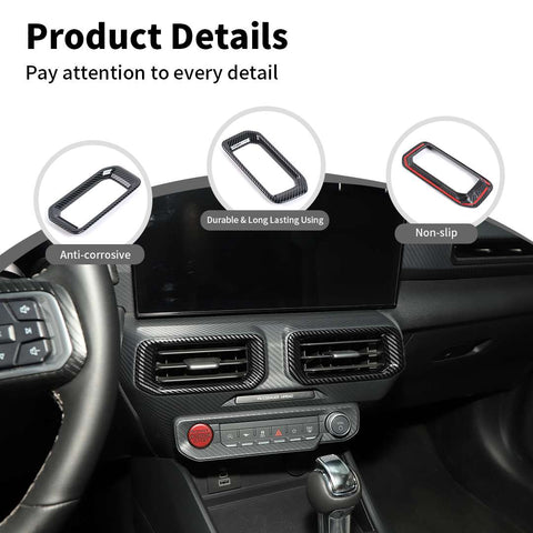 For Ford 2024+  Mustang Center Console Air Vent Trim Rings Carbon Fiber Pattern