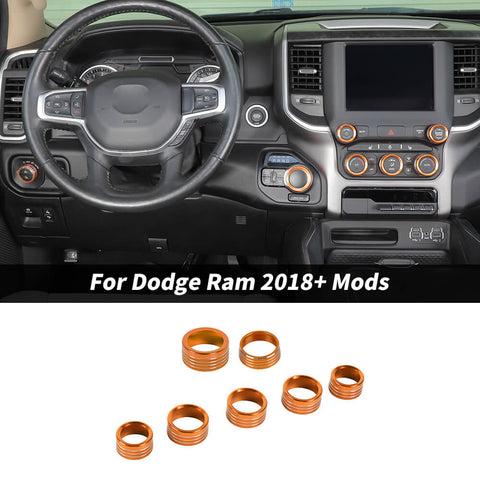 For 2018+ Dodge RAM Headlight Center Console Switch Knob Trim Ring Kit