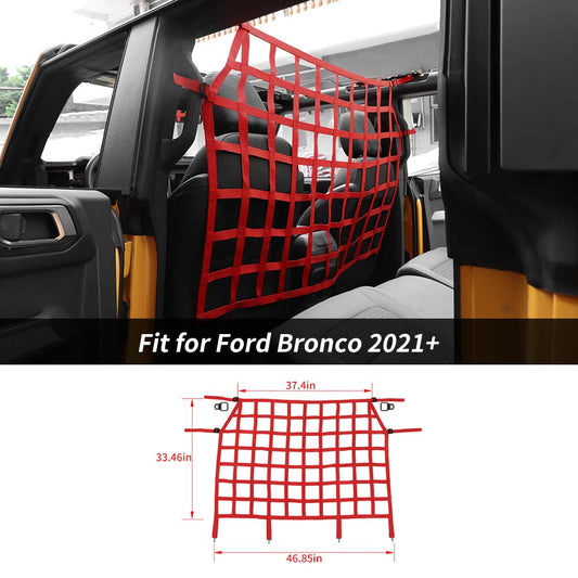 For 2021+ Ford Bronco Rear Seat Trunk Mesh Cargo Isolation Net Mesh