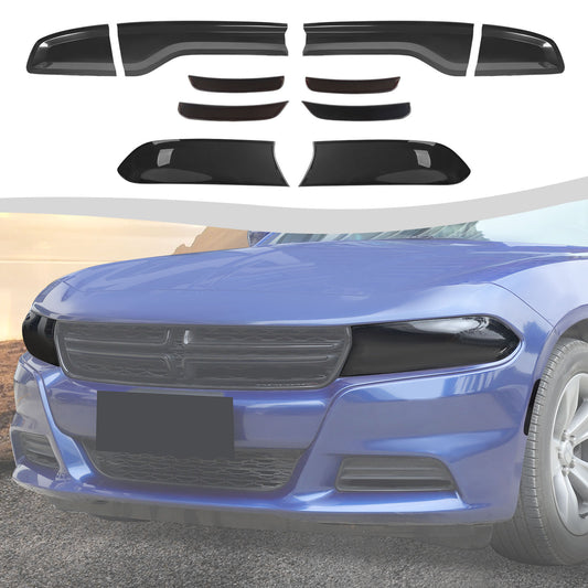 For 2015+ Dodge Charger Smoked Black Headlight Taillight Wheel Eyebrow Cover Trim