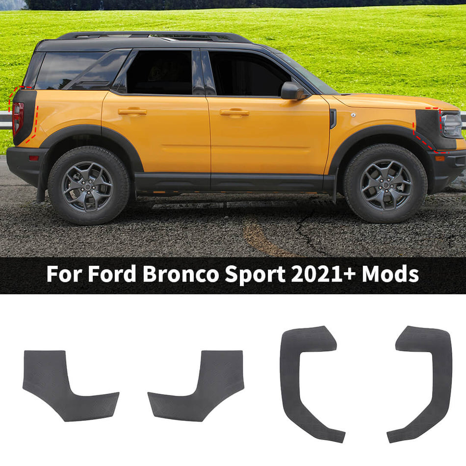 For 2021+ Ford Bronco Sport Front Rear Fender Body Armor Headlight Taillight Corner Guard Trim Cover (4 pcs)