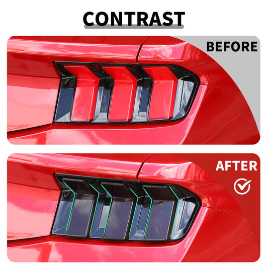 For 2024+ Ford Mustang Smoked Black Rear Taillamp Cover Taillight Backlights Cover Trim