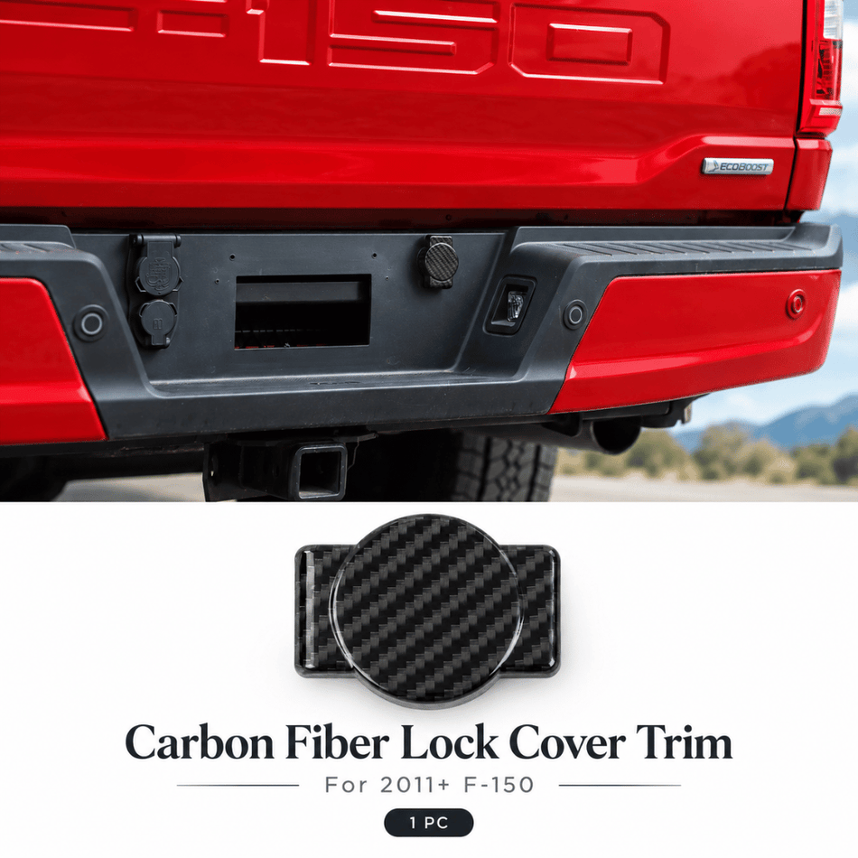 For 2011+ Ford F-150 Carbon Fiber Style Spare Tire Lock Cover Trim Exterior Rear Bumper Accessory
