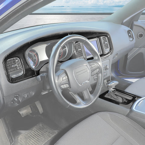For 2015+ Dodge Charger 8.4 Inches Screen Console Dashboard Gear Shift Box Cover Trim