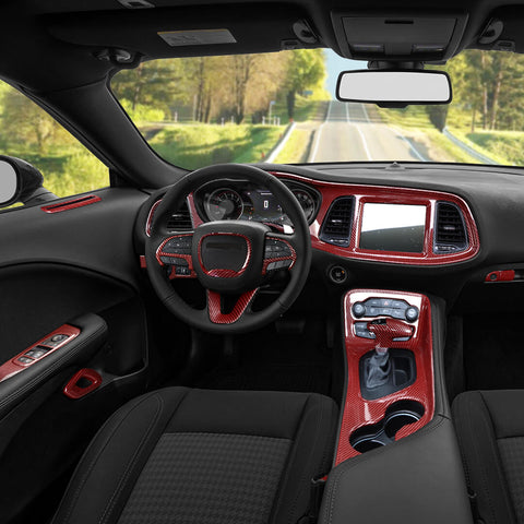 For 2015+ Dodge Challenger Interior Center Console Decor Cover Trim Kit
