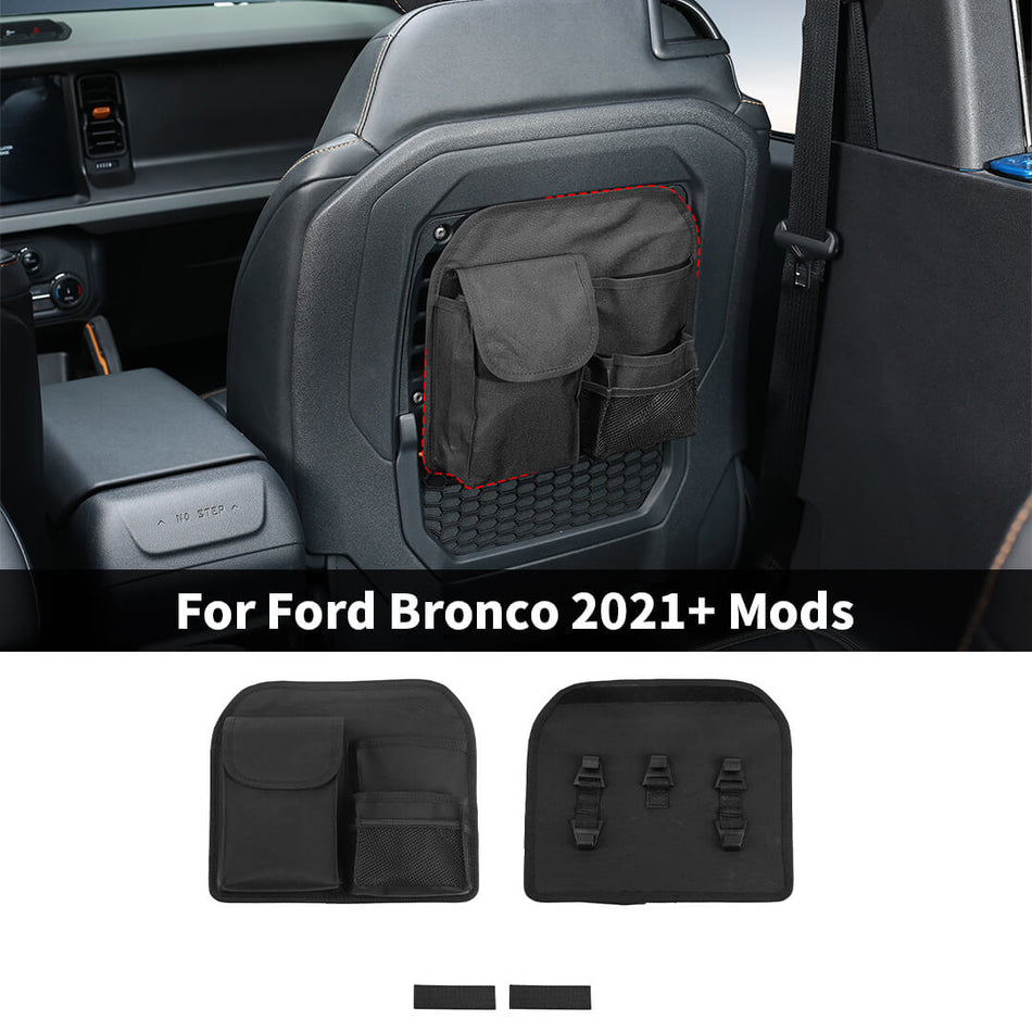 For 2021+ Ford Bronco Interior Car Front Row Seat Multi-Function Storage Organizer Bag