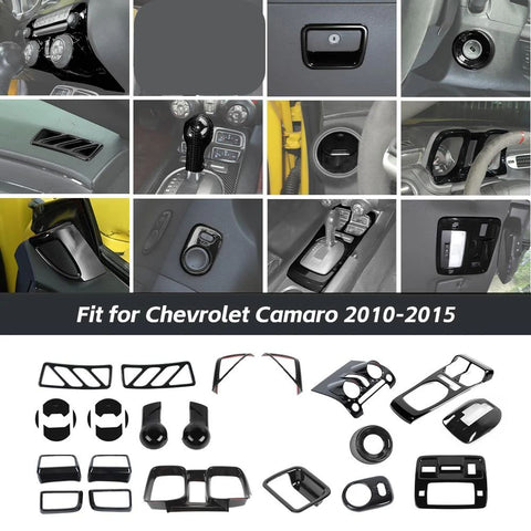 For 2010-2015 Chevrolet Camaro 28 x Interior Center Console Full Trim Cover Kit Black