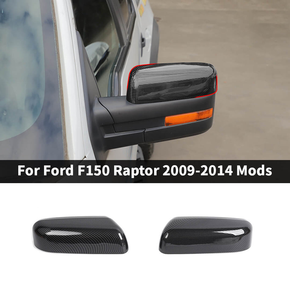 For 2009-2014 Ford F150 Raptor Top Half Rearview Mirror Shell Trim Cover Cap (2 pcs)