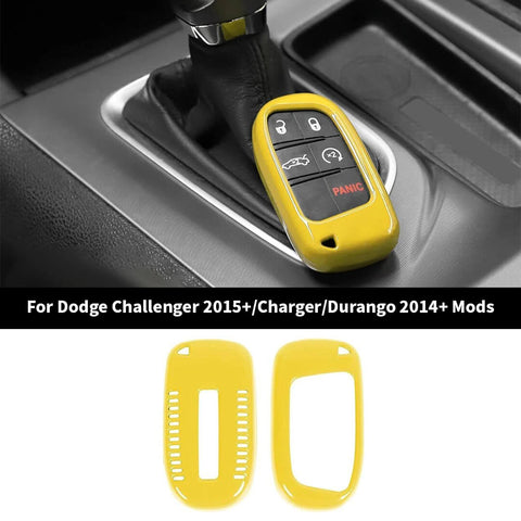 For 2015+ Dodge Challenger/2014+ Charger/Durango Car Key Fob Protect Decor Cover Case Trim (2 pcs)