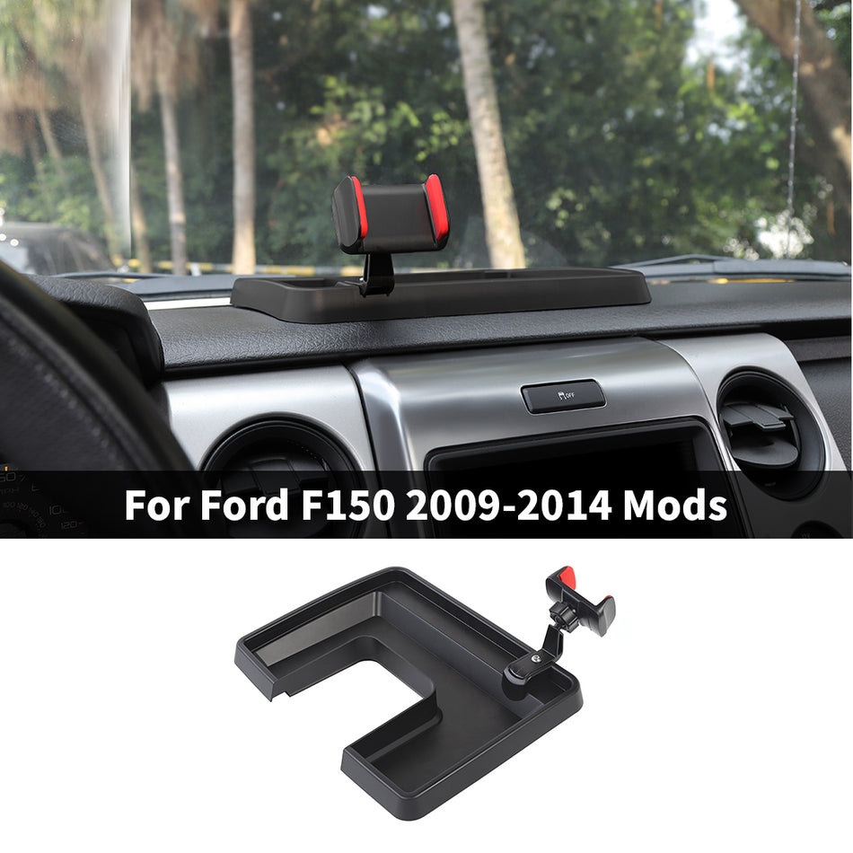 For 2009-2014 Ford F150 Center Console Dash Tray Phone Holder Mount Storage Box