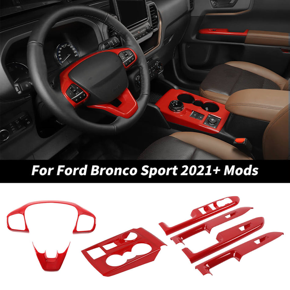 For 2021+ Ford Bronco Sport Steering Wheel Gear Shift Panel Window Lift Cover Trim Kit (7 pcs)