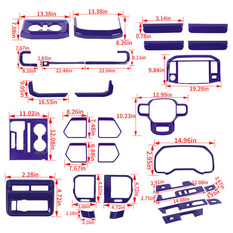 For 2021+ Ford F150 31 x Inner Center Console & Car Door Cover Trim Kit 4 Door Purple
