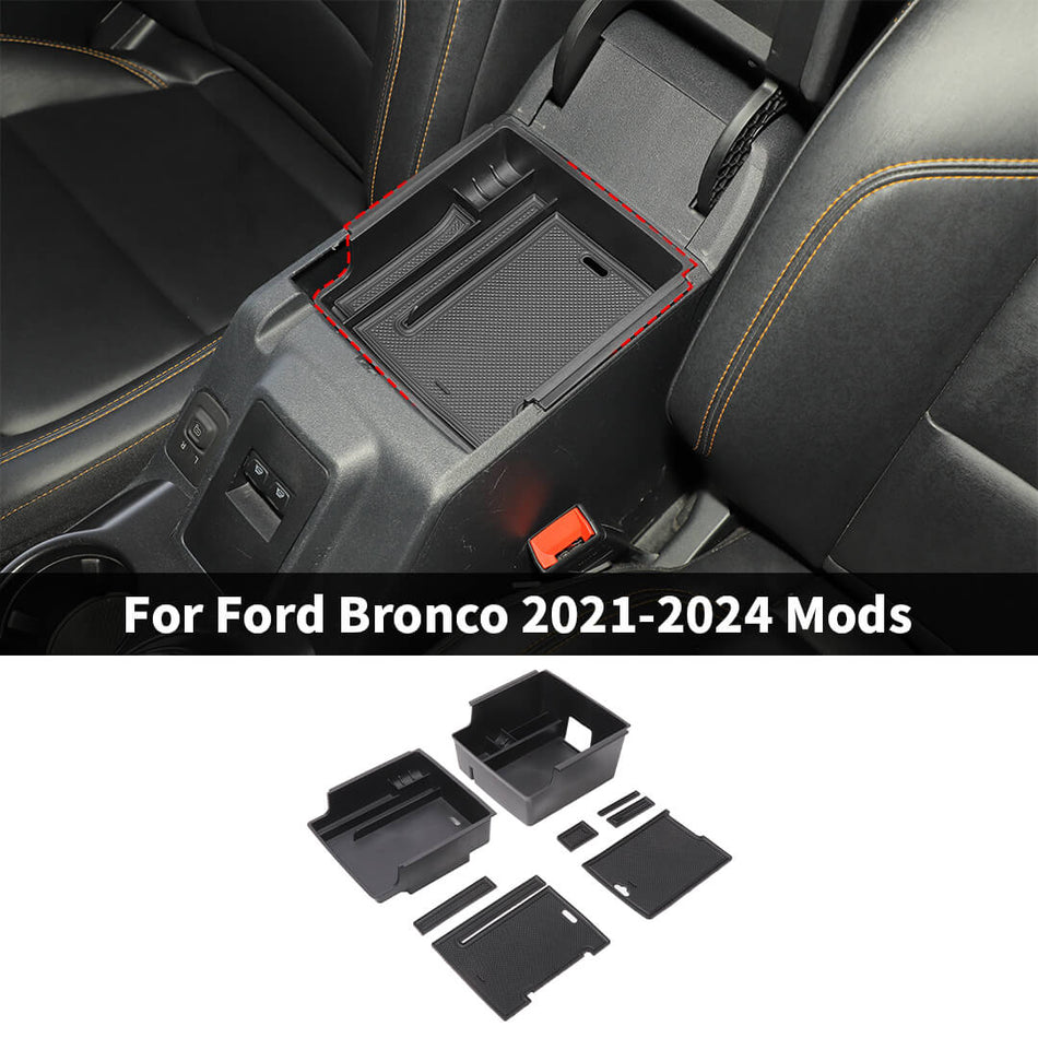 For 2021-2024 Ford Bronco Interior Center Console Armrest Box Storage Box Organizer Tray