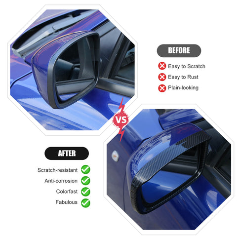 For 2011+ Dodge Charger light Green Rearview Mirror Rain Eyebrow Frame Trim