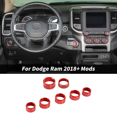 For 2018+ Dodge RAM Headlight Center Console Switch Knob Trim Ring Kit