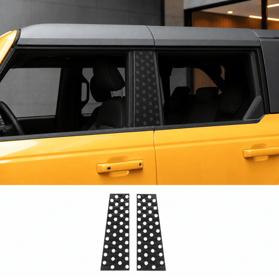 For 2021+ Ford Bronco PVC/Carbon Fiber Window B-Pillar Post Trim Sticker Cover (2 pcs)