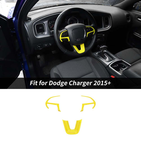 Steering Wheel Decor Cover Trim for Dodge Challenger & Charger 2015+ & Durango 2014+ Carbon Fiber 3pcs/set｜CheroCar