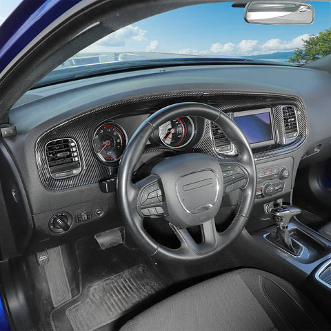 For 2015+ Dodge Charger Center Console Steering Wheel Dash Panel Cover Trim Kit