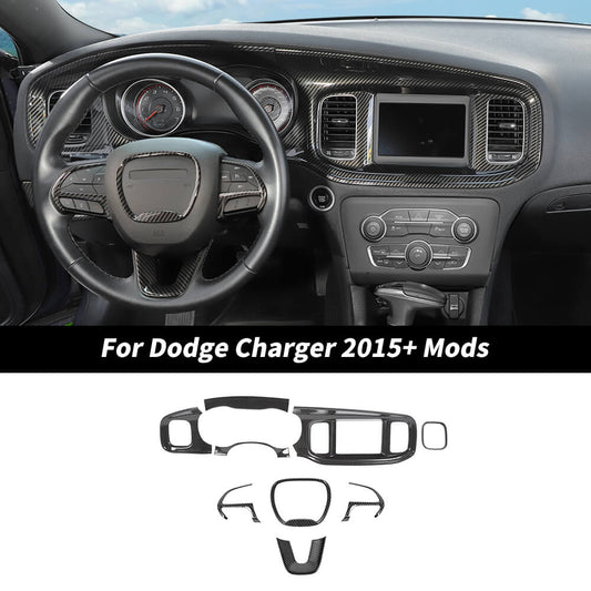 For 2015+ Dodge Charger Steering Wheel Instrument Dash Panel Cover Trim Kit